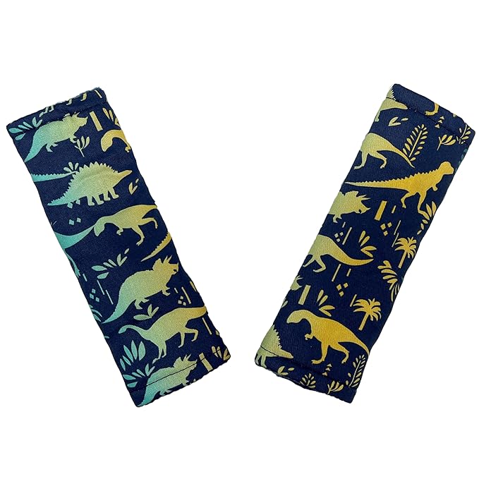Baby Car Seat Neck Cover, Car Seat Strap Cover, Seat Belt Cushions Pads, Shoulder Strap Protectors, Reversible Pram Harness Covers in Minky Dinosaur, Baby Neck Pad Protector