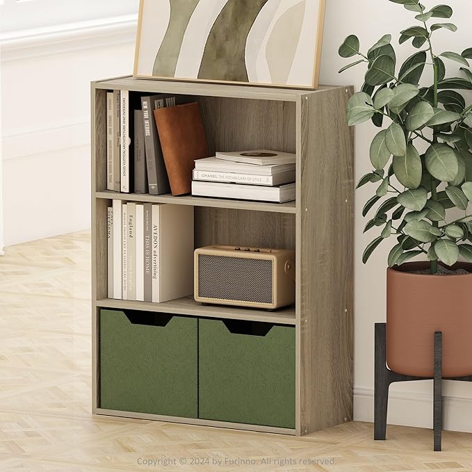 Furinno Pasir 3-Tier Open Shelf Bookcase, Sonoma Oak