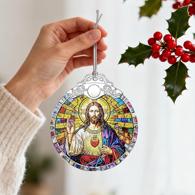 Jesus Christ Ornament, Christmas Ornament, Christmas Decoration, Religious Holiday Decor, Gifts for Christian, Religious Gifts, Gift Exchange, Gift Idea - Pattern B