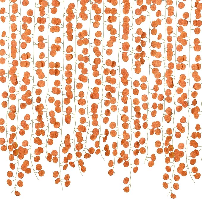 DearHouse 86 Feet 12 Strands Artificial Eucalyptus Leaf Plants Fall Garland Vine Hanging Eucalyptus Garland Thanksgiving Decor for Home Kitchen Wedding Wall Decor