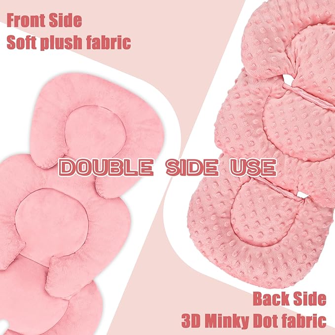 GFU Infant Car Seat Insert Head and Body Support, Reversible Newborn Insert for Carseat with Strap Pads, Soft Stroller Cushion Pillow Insert for Boys and Girls, Fits for Stroller, Swing, Red