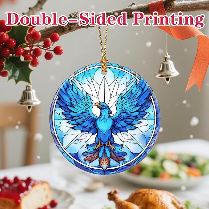 Christmas Ornament, Christmas Decoration, Ceramic-Style Phoenix Ornament, Heirloom Keepsakes, Holiday Ornaments, Holiday Presents, Unique Xmas Gifts, Gift Exchange Ornaments, Gift Idea