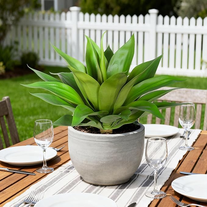 Artificial Agave Plant Fake Agave Plant Artificial Plants Outdoor Uv Resistant Artificial Fake Plants Suitable for Indoor Home Decor Outdoor Courtyard Balcony Terrace Decor 20.9'',Green,1Pcs