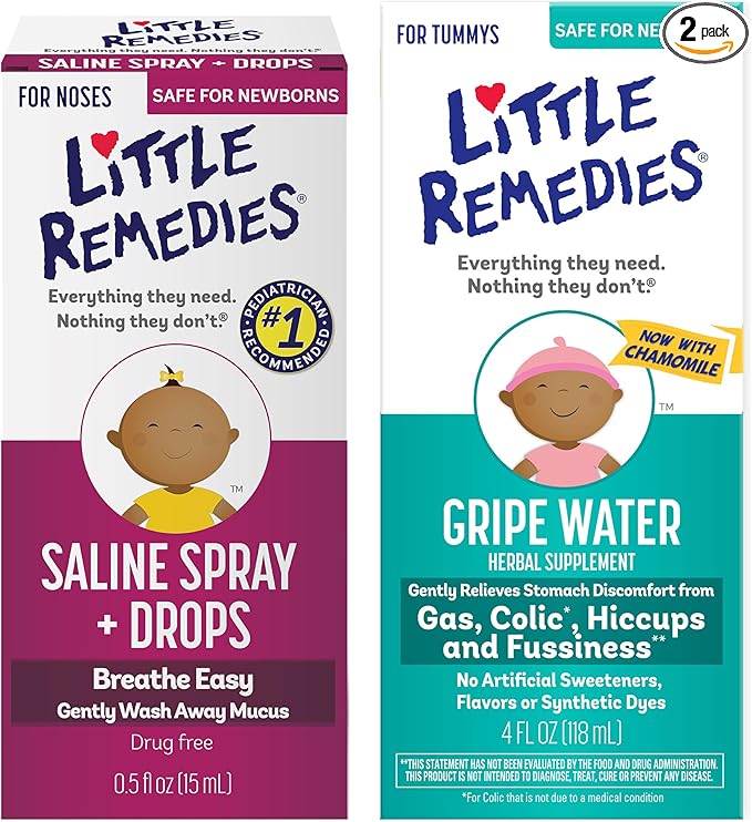 Little Remedies Infant Gas and Nose Solutions (1- 0.5 oz Saline Spray and Drops, 1- 4 oz Fast Acting Gripe Water)