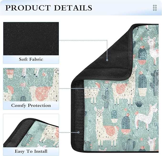 CHIFIGNO Cute Cartoon Llamas Cactus Seat Belt Cover Pad 2 Pack Car Seat Strap Pads Fashion Car Seat Shoulder Strap Pads for Car Bag