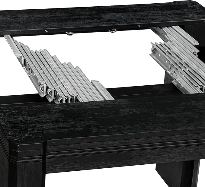 X02X2-206-30 5-pc Dining Room Table Set a Rectangular Kitchen Table and 2 Benches and 2 Wire Brushed Black Polyester Stackable Chairs, 39x120 Inch, Wire Brushed Black