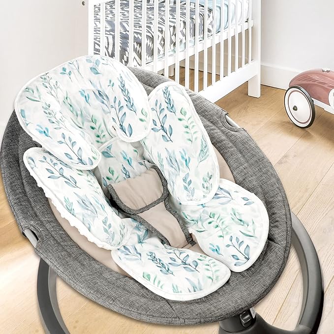DILIMI Infant Car Seat Insert, 2-in-1 Carseat Head Support for Newborn, Soft Baby Head Support for Car Seat, Stroller, Bouncers, Green Leaf
