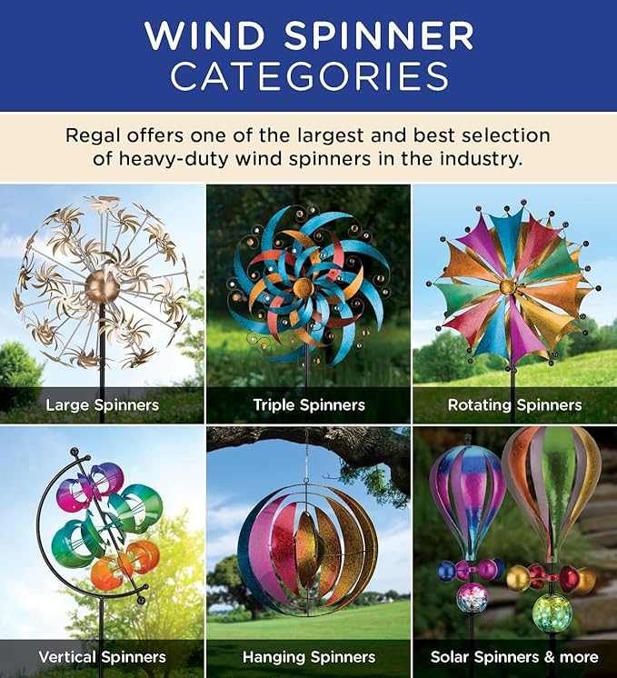 Regal Art & Gift Peacock Wind Spinner – Metal Yard Decorations Outdoor | Kinetic Garden Spinner for Lawn, Pathway, or Flower Bed | Weather-Resistant Outdoor Sculpture -70 Inch