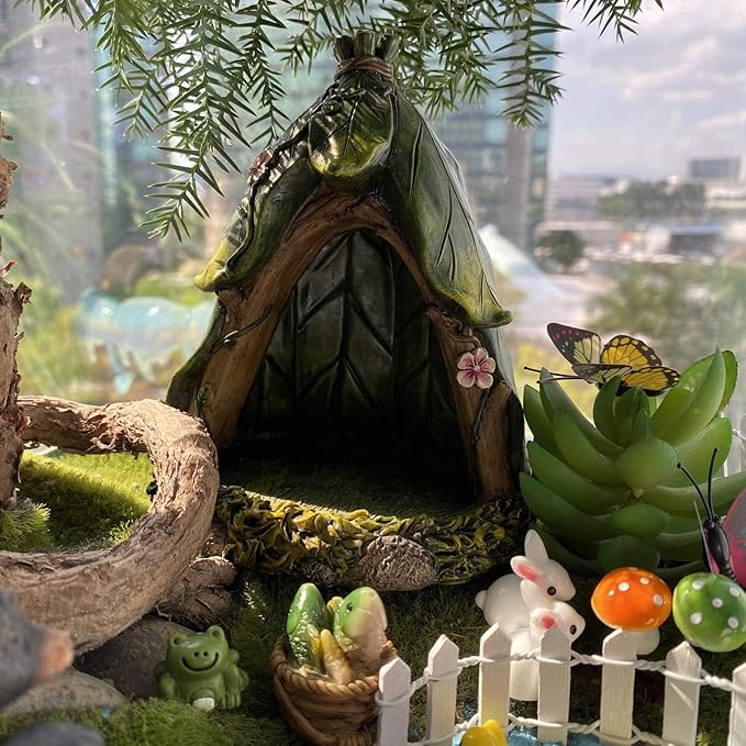 BangBangDa Outdoor Miniature Gnome Garden Kit- Fairy Houses Village Accessories Set Fishing Gnome Figurines Statue Patio Cake Topper Decor for Boy Girl Mother Girlfriend Birthday Gifts