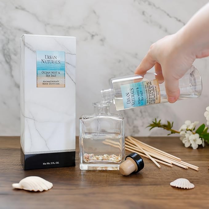 Urban Naturals Cinnamon Vanilla Oil Reed Diffuser Set | Warm, Fresh Baked Cookies | Perfect Fall Scent! | Made w/Essential Oils | Great Kitchen Scent & Gift Idea | Eco-Friendly. Vegan.
