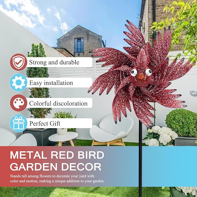 Wind Spinner Outdoor Metal Bird Decor Wind Spinner for Yard Lawn & Garden Decoration, 42 Inch
