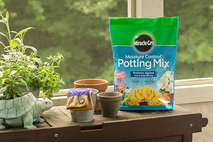 Miracle-Gro Moisture Control Potting Mix, for Container Plants, Protects Against Over- and Under-Watering, 16 qt., 2-Pack