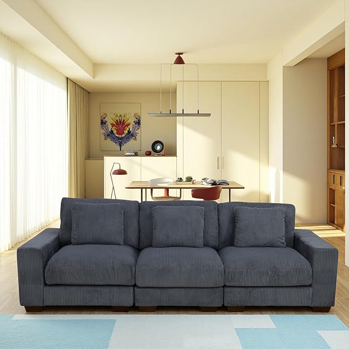 Sectional Couches for Living Room, Stylish Sectional Loveseat Sofa with Deep Seats, Living Room Furniture Home Sofa for Small Space, Warm Gray