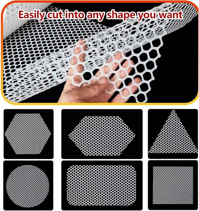 Plastic Chicken Wire Mesh Fencing 39.3″ x 32.8′ Roll Pet Garden Safety Fencing Netting Durable Heavy Duty Snow Fence for Poultry Floral Bird Patio Barrier, Easy to(Size:1x10M - Mesh 1.8cm,Color:White)