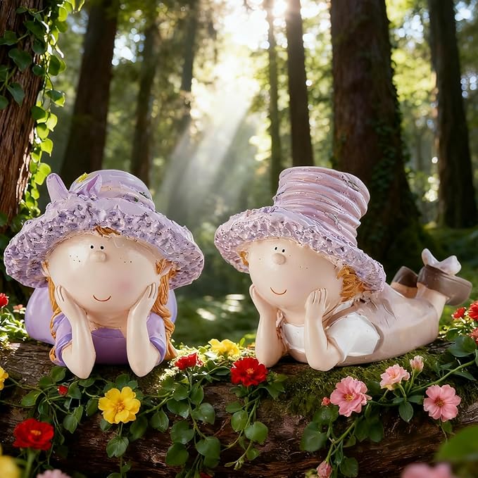 Lavender Outdoor Garden Resin Statues, Couple Boy & Girl Figurines, Perfect for Patio, Garden, Courtyard Decoration, Love - Themed Home Decor, Ideal Gift for Mom, Dad, Friends