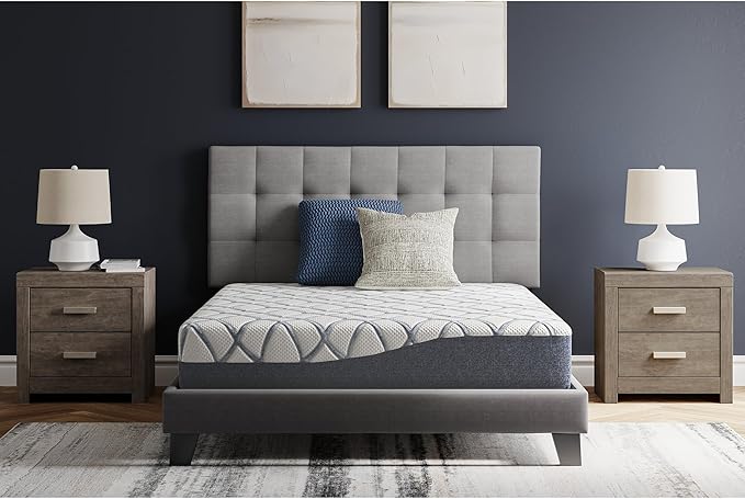 Signature Design by Ashley 10 Inch Chime Elite 2.0 Firm Green Tea Memory Foam Mattress for Cool Sleep and Pressure Relief, Full, Fiberglass Free, Mattress In A Box