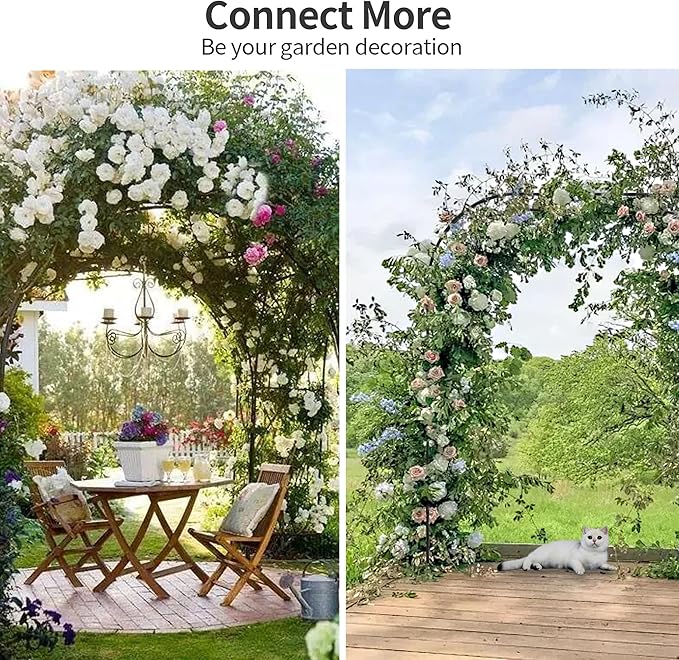 Garden Arch Trellis, Trellis Arch for Climbing Plants Outdoor, 10.5 x 7.9FT Metal Full Garden Arbor, Trellises for Patio Lawn Backyard, Large Garden Archway Decoration Black 126" x 94.5in