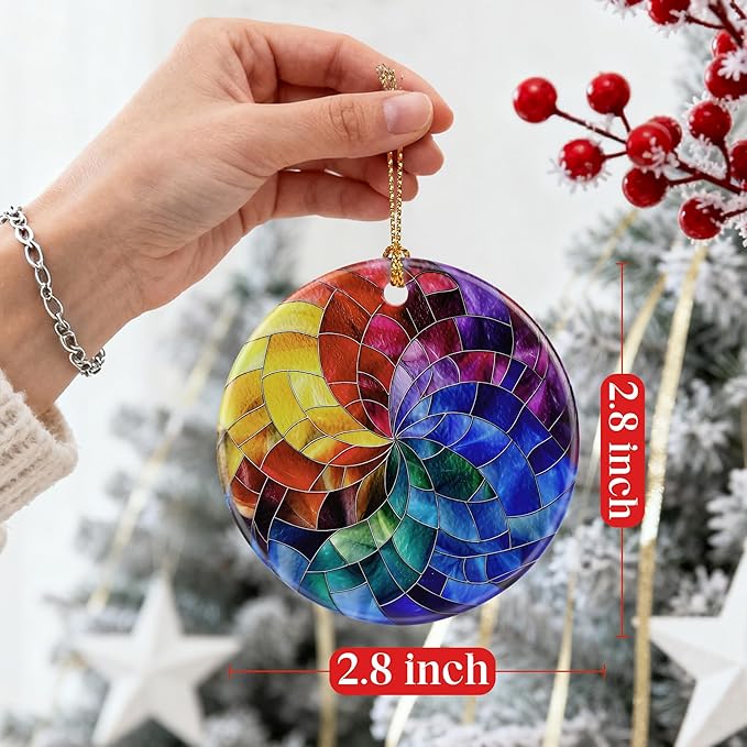 Rainbow Spiral Ornament, Christmas Ornaments, Christmas Decorations for Tree, Colorful Holiday Decor Gifts for Friends & Art Lovers, Gift Exchange & Gift Idea, Giftbox Included