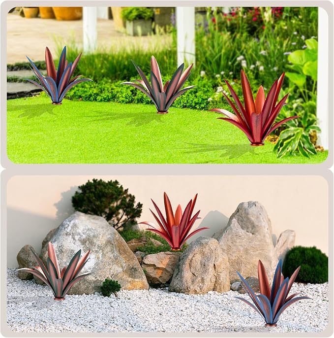 Large Tequila Rustic Sculpture, Rustic Metal Agave Plants for Outdoor Patio Yard Mexican Plant Garden， Agave