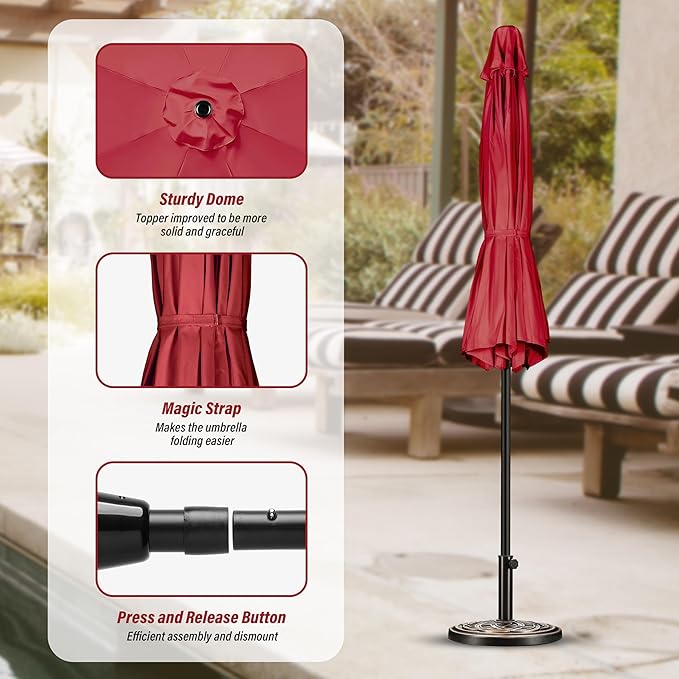 Simple Deluxe 9' Patio Umbrella Outdoor Table Market Yard Umbrella with Push Button Tilt/Crank