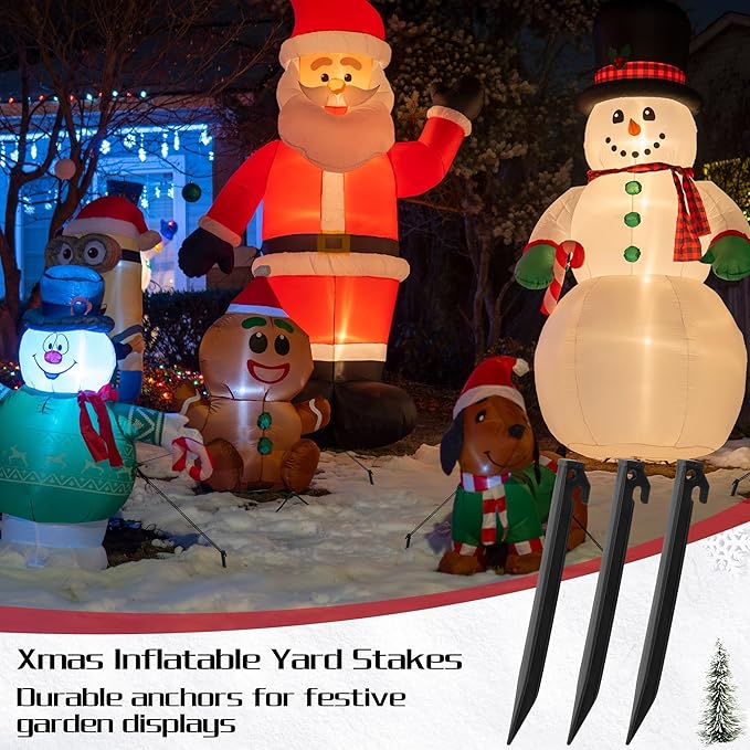 Aodaer 16 Pieces Plastic Inflatable Stakes 8.8 Inch Christmas Halloween Yard Stakes Heavy Duty Anchor Replacement Inflatable Accessories for Garden Outdoor Inflatable Decorations, Black