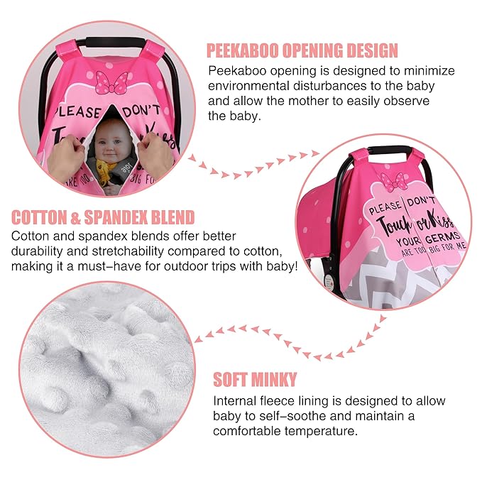 Metplus 2 in 1 Writing Style Baby Car Seat Cover, Car Seat Canopy for Babies, Mom Multiuse Nursing Cover, Minky Baby Carrier Covers, Newborn Boy Girl, Peekaboo Opening