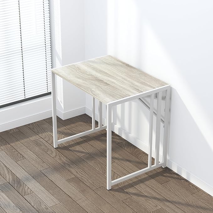 Small Folding Desk 32 inch, No Assembly Required Small Office Desk, Writing Gaming Computer Camping Desk, Beige