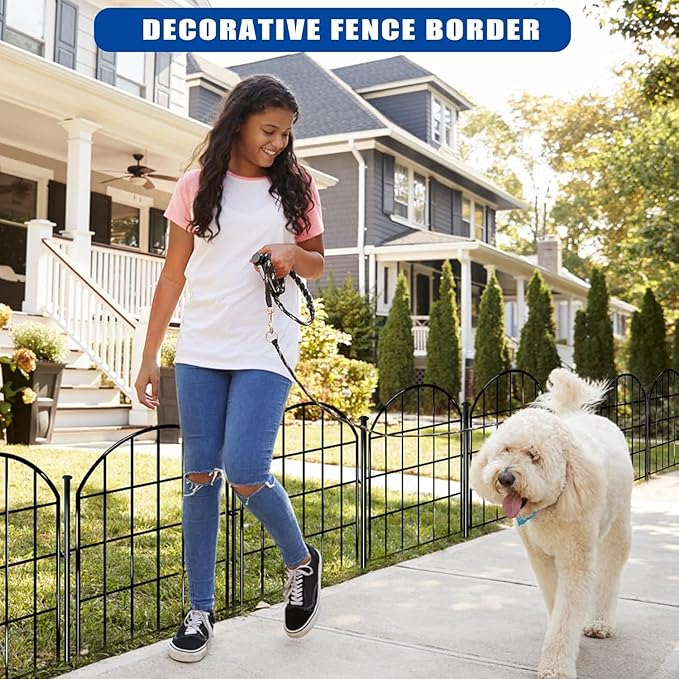 26 Pack Decorative Garden Fence, 22in X 28ft Arched No Dig Fence Border, Garden Edging Border, Rustproof Metal Animal Barrier with Ground Stake for Dog, Rabbit, Outdoor Yard Patio Decor