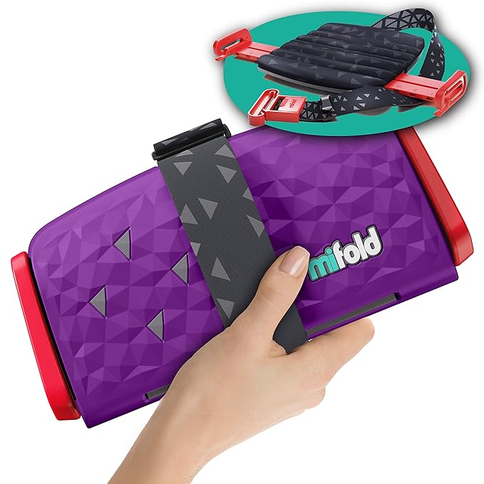 New Mifold Comfort Grab-and-go Car Backless Booster Seat-Compact and Portable for Every Day, Carpooling, Travel, Royal Purple