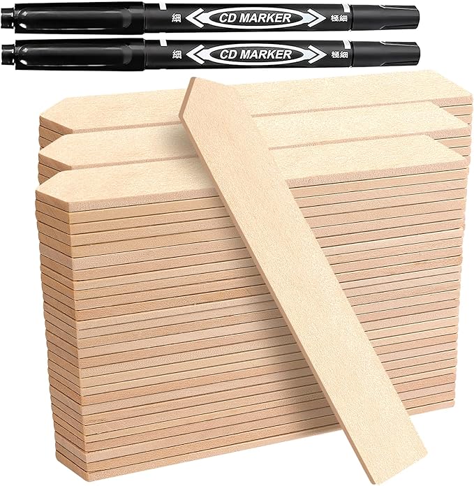 Zkptops 100Pcs Wooden Plant Labels Plant Tags 6 Inch Garden Plants Markers Waterproof Seed Labels Markers Sticks Outdoor Garden Label Stakes Sign Wooden Plants Name Tags for Seedling Vegetables Flower