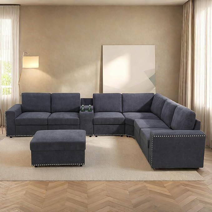 Modular Sectional Sofa Living Room Ottoman, U-Shaped Modern Couches for Living Room, Bedroom, Office