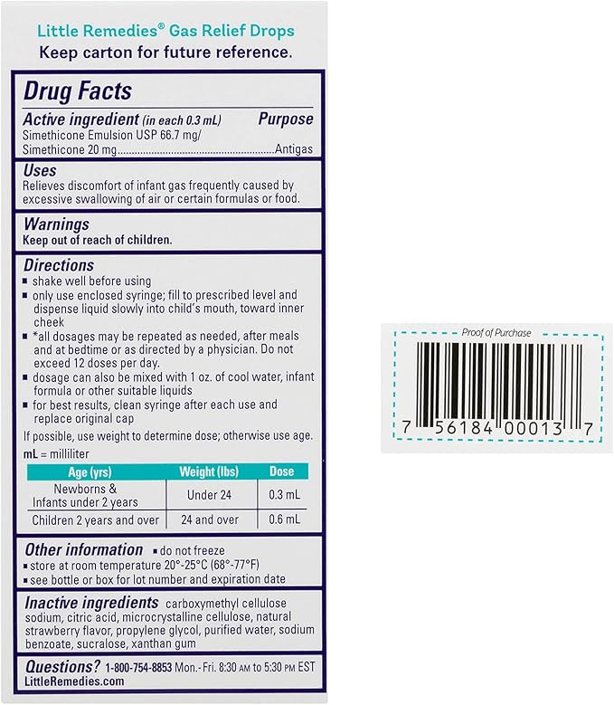 Little Remedies Baby Gas Drops, 1 Fl Oz (Pack of 3)