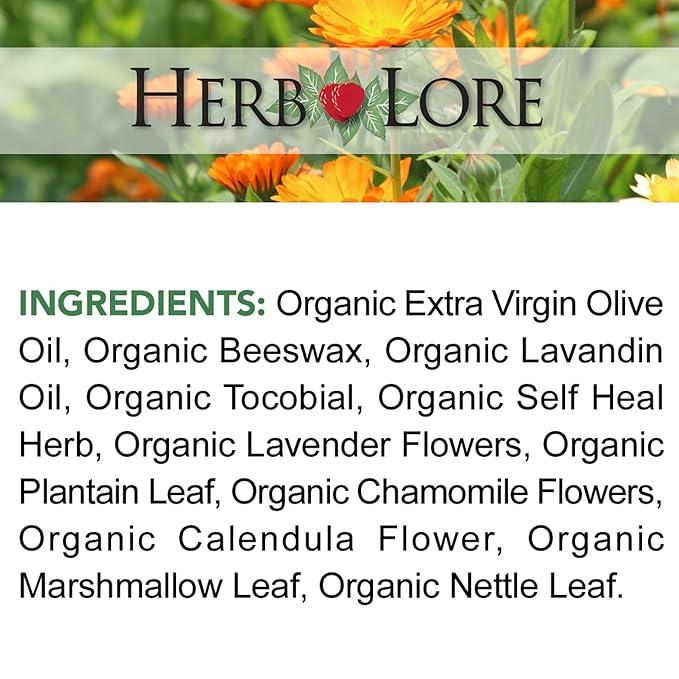 Herb Lore Healing Salve Ointment - Organic Baby Diaper Rash Cream – Natural Soothing Balm with Calendula for Cradle Cap, Drool Rash, Dry & Irritated Skin, Face & Body (3.4 oz)