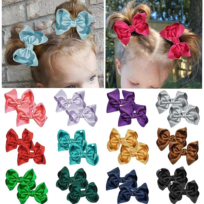 3 Inch Baby Girl Hair Bows Clips Hairpin Headwear Little Teen Toddler Girls Kids Teens Toddlers Hair Accessories - Set of 2 (Deep Brown)