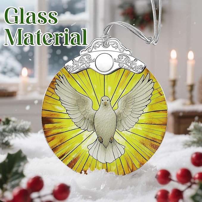 Stained Glass Dove Ornament: Christian Christmas Ornament, Christmas Tree Ornament, Religious Home Decor, Gifts for Christian, Religious Gifts, Gift Exchange, Gift Idea