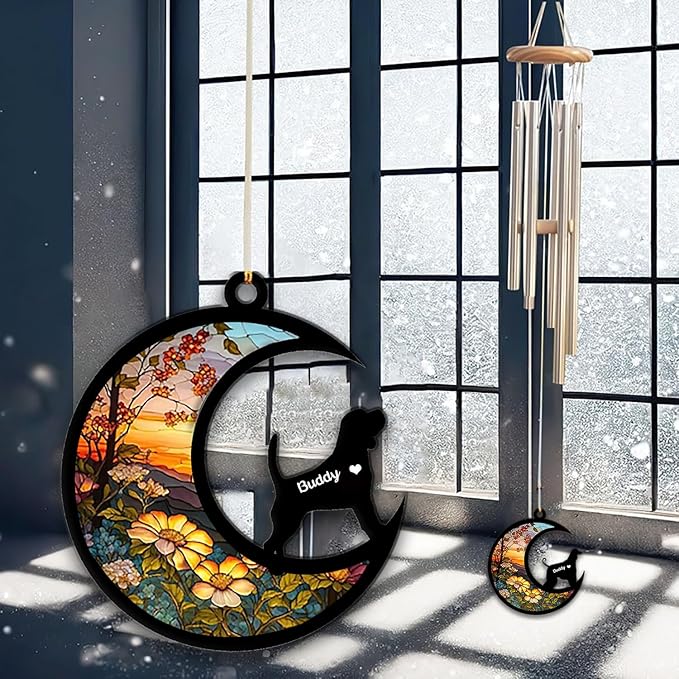 Beagle Sun Catcher Wind Chime, Custom Sunflower Suncatcher Dog Memorial Wind Chime, Dog Loss Gift, Dog Sympathy Gift, Pet Loss Suncatcher, Outdoor Garden Decor