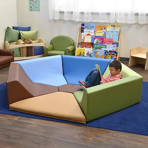 Children's Factory Woodland Hollow Kids Reading Nook, Toddler Modular Couch for Daycare, Classroom, Preschool Furniture