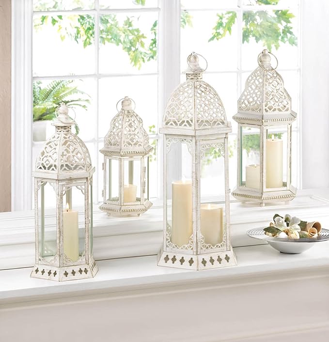 Zingz & Thingz Fancy Antique Style Candle Lantern Holder, Decorative Light Home Decor, 19.75" Tall, Graceful Lantern