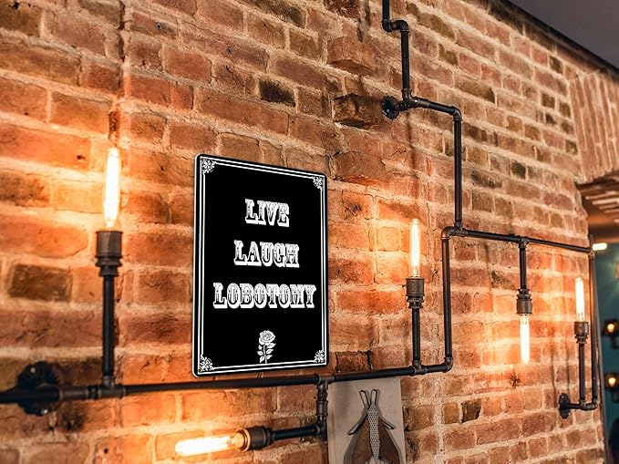 Goth Home Live Laugh Lobotomy Sign - Gothic Bedroom Halloween Decor - Witchy Aesthetic Dark Academia - 8x12 Inch