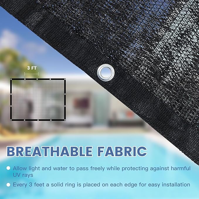 30% Shade Cloth for Garden, Customizing Outdoor Sun Shade Netting with Reinforced Grommets, Pergola Shade Cover Mesh Tarp for Plants Patio Greenhouse Chicken Coop, 5x15 FT, Black
