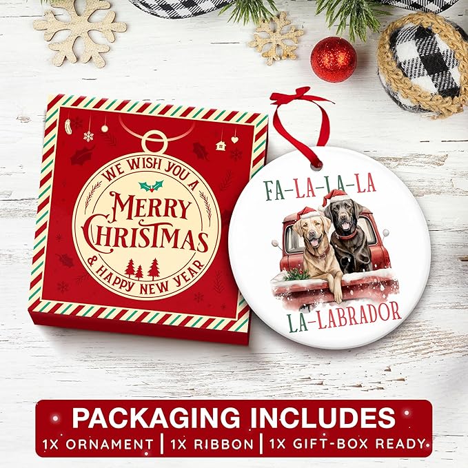 Labrador Retriever Gifts - Festive Dog Ornaments for Christmas Tree, Unique Black Lab and Chocolate Lab Decorations, 2025 Seasonal Labrador Christmas Ornaments, Ideal Black Dog Gifts for Pet Lovers