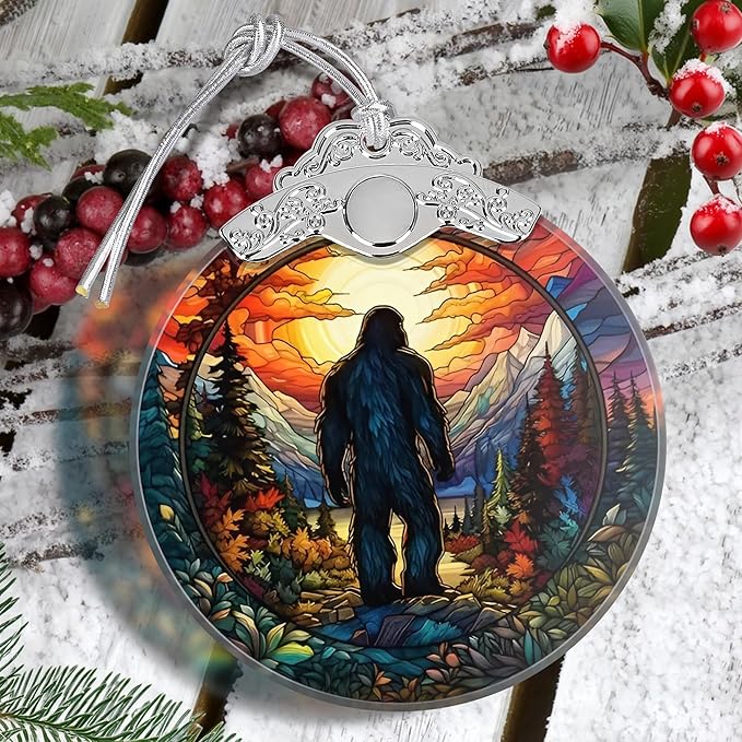 Sasquatch Stained Glass Hanging Ornament - Christmas Tree Decoration Idea