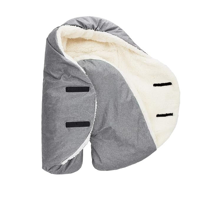 7AM Enfant Baby Car Seat - Nido Quilted Baby carier Cover, Hooded Soft Plush Lining, Stroller | (Heather Grey, Small 0-6M)