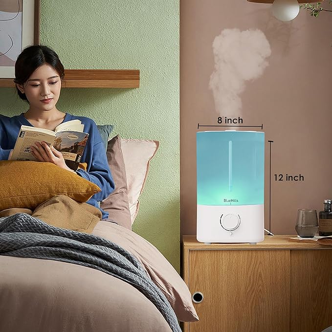 BlueHills Premium Set of Two Large 5000 ML XL and 4000 ML Essential Oil Diffusers Humidifier Combo for Large Room Home with Décor LED Lights Great Gift – Value Pack of White and Wood Grain