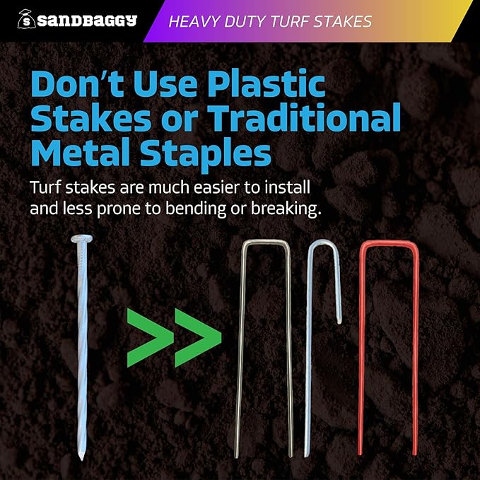 Sandbaggy 6" Heavy Duty Galvanized Artificial Turf Stakes - Spiral Landscape Nails - Ground Spikes/Pins - Synthetic Grass, Lawn, Edging, Weed Barrier Fabric, Garden (6 inch - Heavy Duty, 300, Count)
