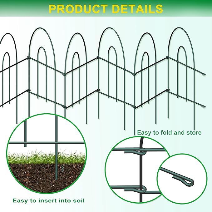 Decorative Garden Folding Border Fence, Metal Wire Edging Flower Fence Panel 18in X50ft Outdoor Patio Landscape