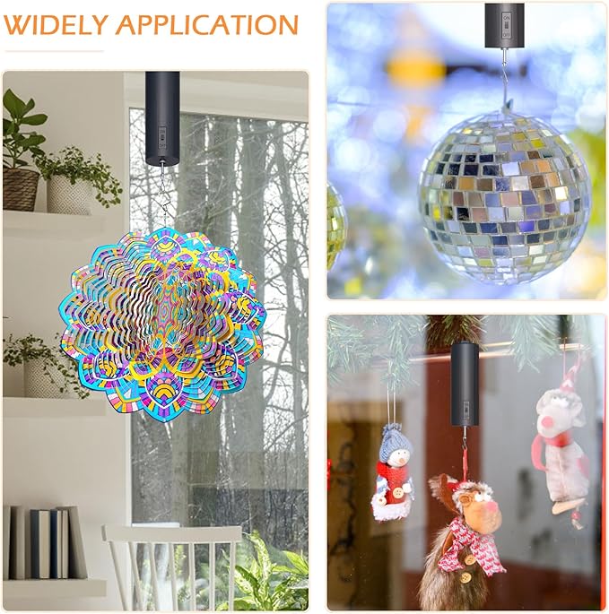 Disco Ball Motor Hanging Display Motor Multi-Purposes Rotating Mobile Wind Spinner Motor for Mirror Ball Baby Crib Spiral Wind Chimes Christmas Ornament Yard Garden Decor,20 RPM(Black)