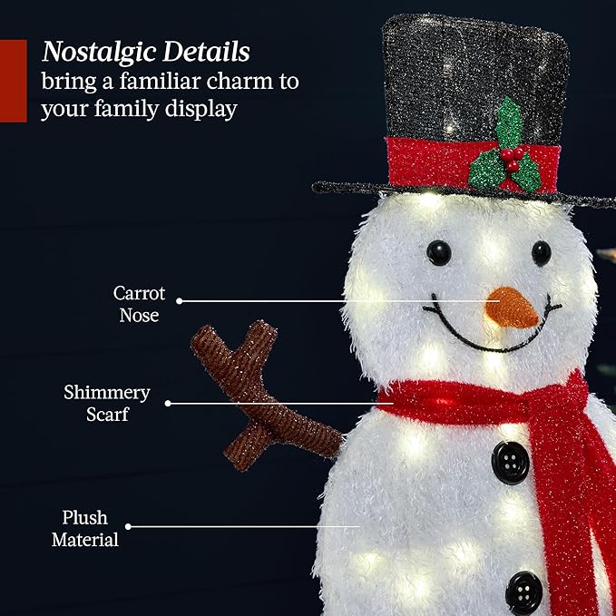 Best Choice Products 4ft 3-Piece 2D Lighted Christmas Snowman Family Set, Large Outdoor Yard Decor Holiday Decoration w/ 135 Twinkling LED Lights