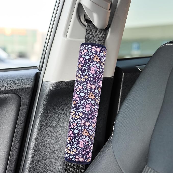 2 Pcs Plush Universal Seat Belt Cover Pad - 2-in-1 Soft Bag Handle Sleeve, Skin-Friendly & Breathable, Machine Washable, Cute Designs for Men Women Kids Car Accessories, Polka Dot, Red