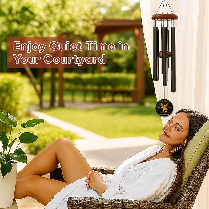 Personalized Cowboy Memorial Wind Chime – “Riding with The Angels” Custom Name & Years – Winged Horse Engraved Western Sympathy Gift – Outdoor Remembrance Windchime for Loss of Loved One